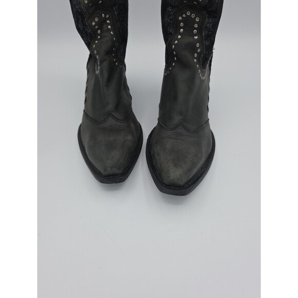 Laredo Black Studded Cowboy Boots with Buckle Details and Silver Hardware Sz 6.5 - Picture 4 of 7